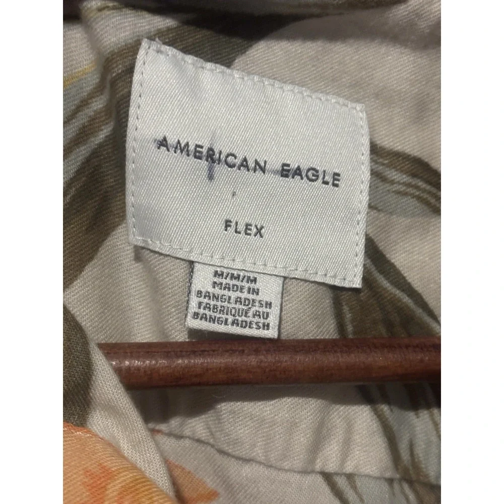 American Eagle Shirt Hawaiian‎ Men's Tropical Button Up Med Yellow Orange